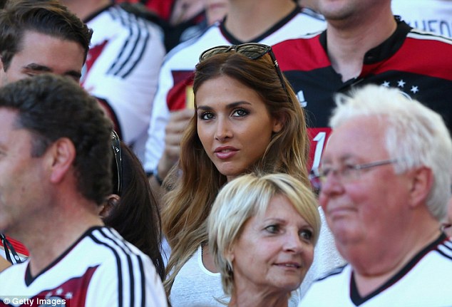 Looking good: Girlfriend of Germanys Gotze, Ann-Kathrin Brommel, takes her seat inside the Maracana