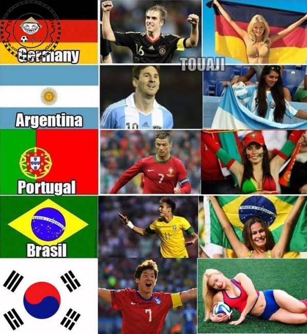 Đức, Argentina, BĐN, Brazil đều xinh cả. Đến fan Hàn Quốc thì...
