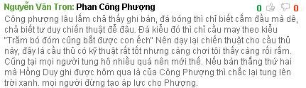 Một bình luận khá thẳng thắn về Công Phượng. Bạn có đồng ý?