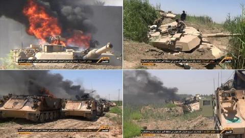 Tăng-thiết giáp kiểu Mỹ của Iraq bị thiệt hại nặng nề (2 ảnh trên là M1A1 Abrams, 2 ảnh dưới là M113)