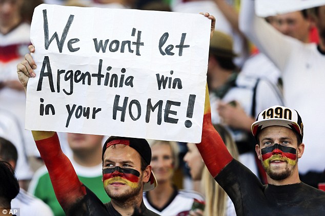 Sending a message: Germany supporters hold up a banner reassuring the Brazilians