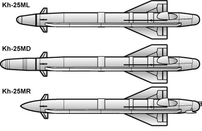 Mặt ngang 3 phiên bản tên lửa Kh-25