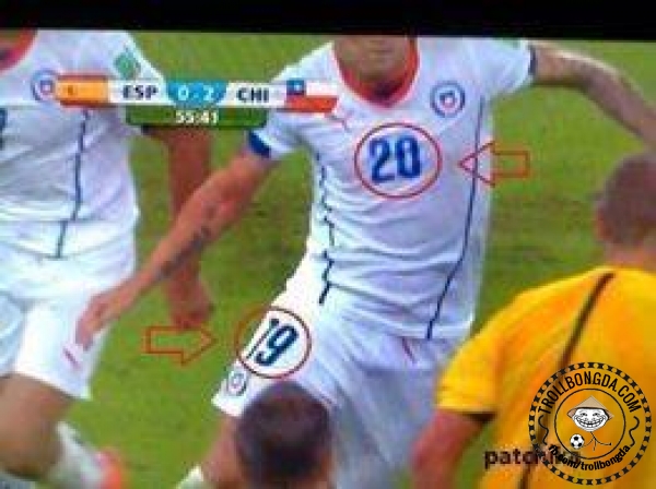 Số áo dị của cầu thủ Chile, 19 hay 20?

 