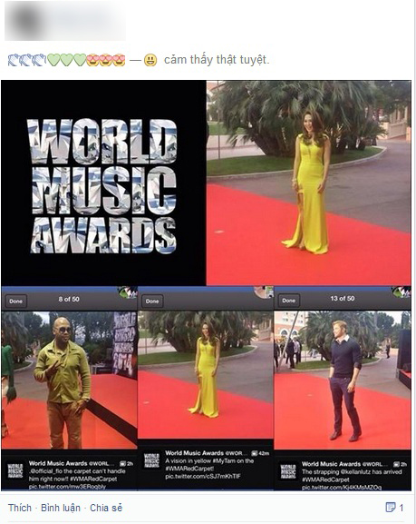 Mỹ Tâm sải bước trên thảm đỏ World Music Awards 2014