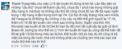 Một ý kiến cho rằng U19 chưa đủ năng lực