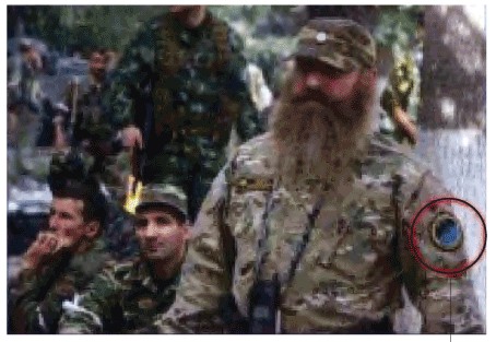 Bức ảnh chụp người lính này tại Gruzia vói phiên hiệu của đơn vị đặc nhiệm Nga