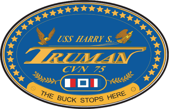 Logo của USS Harry S. Truman (CVN-75) có hình bầu dục khác với những chiếc còn lại, đây là chiếc thứ 8 của lớp Nimitz và là chiếc cuối cùng thuộc phân lớp Theodore Roosevelt.