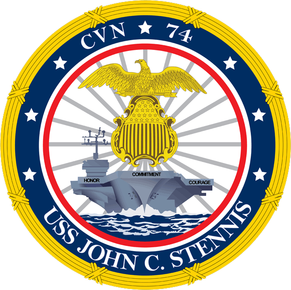 Logo của USS John C. Stennis (CVN 74) có thể coi là đẹp nhất trong hạm đội tàu sân bay Mỹ. CVN 74 mang tên thượng nghị sỹ bang Mississippi, người đã phục vụ trên 30 năm trong thượng viện và được coi là cha đẻ của hải quân hiện đại vì tầm nhìn xa của ông.