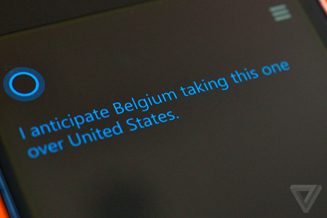 Cortana dự đoán đúng trận Bỉ thắng Mỹ