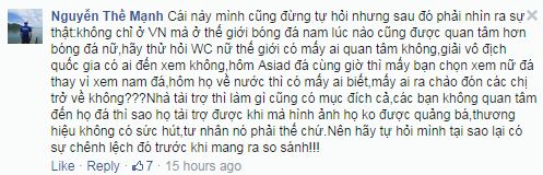 Tuy rằng chỉ là quan điểm cá nhân của CĐV này nhưng phải thừa nhận ý kiến này đúng với không ít người 