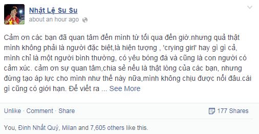 Chỉ hơn 1 giờ sau khi đăng tải, tâm thử của Nhật Lệ đã nhận được nhiều lượt thích, chia sẻ và bình luận. Phần lớn đều tỏ ra thông cảm và đồng tình với em.