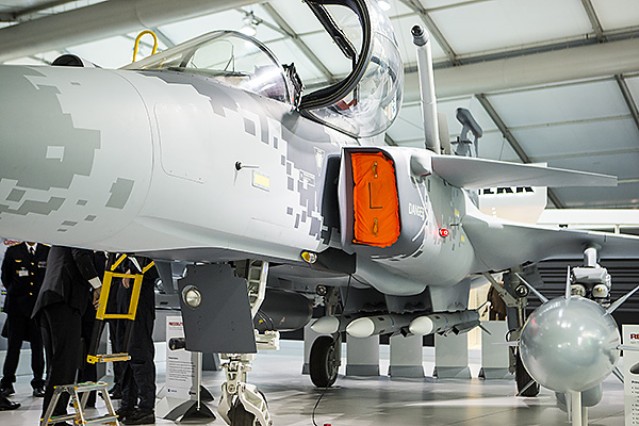 Tiêm kích Gripen NG tại triển lãm Farnborough 2014.