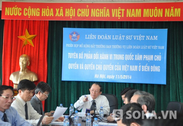 Trong lần ra tuyên bố trước, ngày 11/5, Liên đoàn Luật sư Việt Nam cũng đã cho rằng cần phải kiện Trung Quốc ngay (Ảnh: Tuấn Nam)