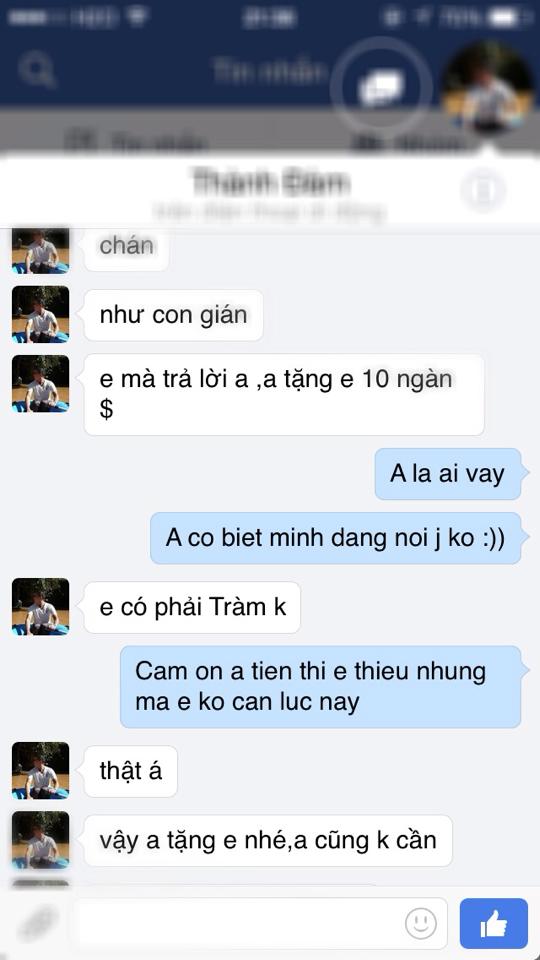 Fan cuồng hứa tặng 10 ngàn USD nếu Hương Tràm trả lời tin nhắn.