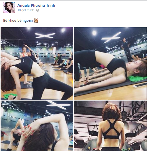 Angela Phương Trinh sử dụng photoshop rất lộ liễu khi khoe ảnh tập thể dục.