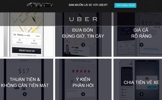 Dịch vụ taxi Uber được quảng cáo rộng rãi tới người dùng.