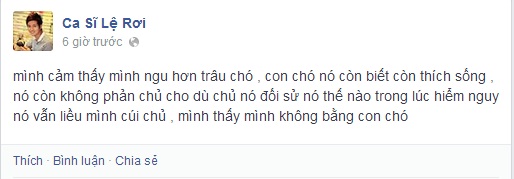 Những dòng trạng thái khó hiểu của Lệ Rơi