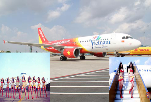 2 sự kiện “nóng” của VietJet Air trong năm 2014: Chân dài khoe bikini + Hạ nhầm đường bay