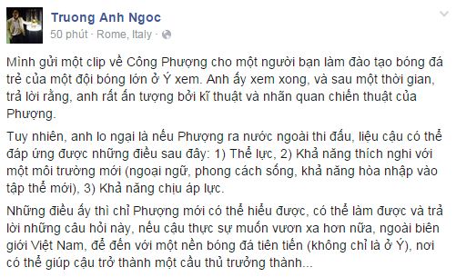 Ảnh chụp từ trang cá nhân của BLV Anh Ngọc