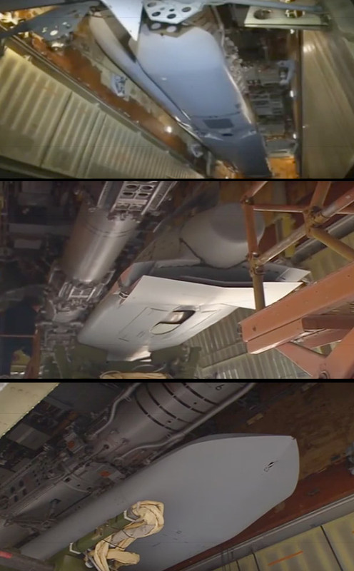 
Hình ảnh bên trong khoang chứa bom của máy bay Tu-160 tham chiến tại Syria.
