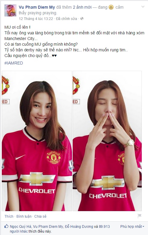 Diễm My yêu bóng đá và hâm mộ Man United