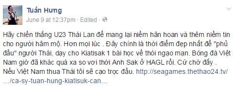 Trước trận đấu với Thái Lan, Tuấn Hưng đã hứa sẽ cạo đầu nếu U23 Việt Nam thất bại.