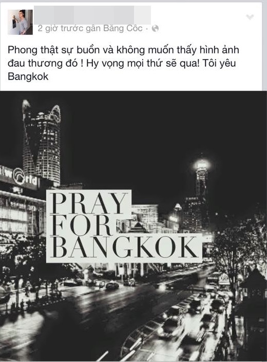 Thành viên T.P hiện đang sống Thái Lan vô cùng hoang mang trước thông tin về vụ nổ bom và anh không quên cầu nguyện cho thành phố anh đang sống.