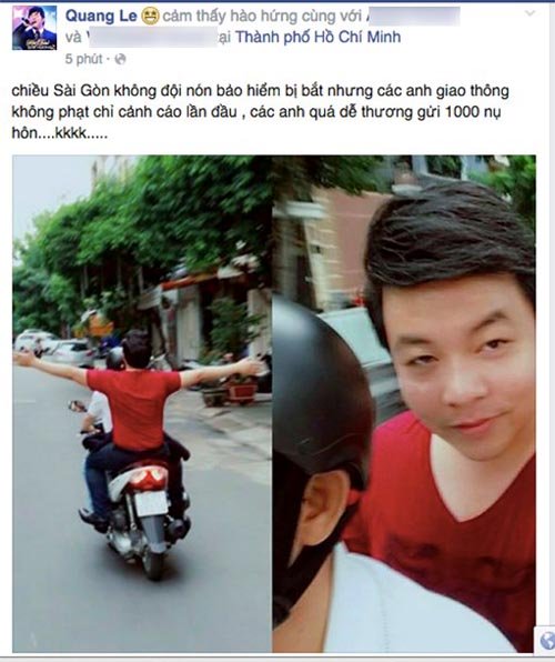 
Hình ảnh và chia sẻ của Quang Lê trên trang cá nhân.
