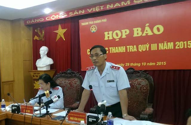 
Ông Ngô Văn Khánh - Phó Tổng Thanh tra Chính phủ - trả lời báo chí.
