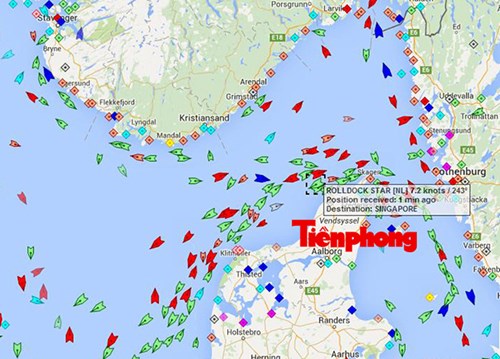 Vị trí tàu 186 – Đà Nẵng lúc 11h30 ngày 20/12, theo trang Marinetraffic.