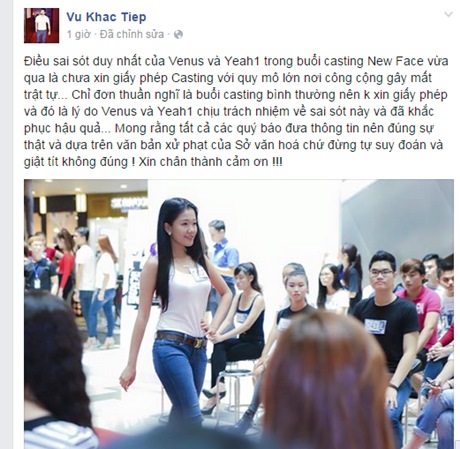 
Vũ Khắc Tiệp thanh minh trên facebook
