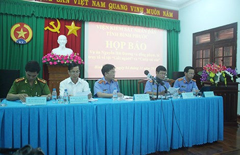 
Đại diện Cơ quan CSĐT, TAND và VKSND tỉnh Bình Phước tại buổi họp báo. Ảnh: N.ĐỨC

