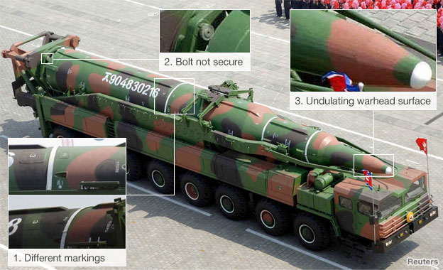 Annotated image of N Korea missile