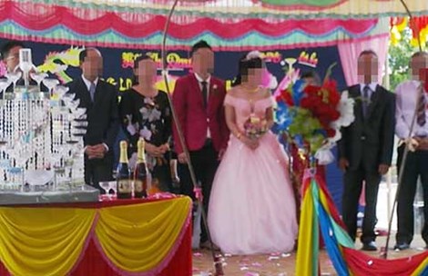 Đám cưới ngày 26-5 của anh N. và cô K. tại phường Thác Mơ (thị xã Phước Long, Bình Phước). (Ảnh do gia đình chị Thảo cung cấp)