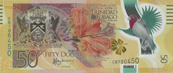 Tờ tiền giấy 50 đô la của Trinidad và Tobago mới được chính phủ phát hành lại, với nhiều đặc điểm nổi trội đã nhanh chóng trở thành tờ tiền đẹp nhất hành tinh. Tờ 50 đô la của Trinidad và Tobago (Mặt trước).