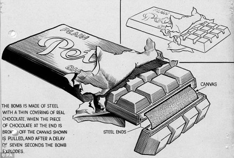 Bản vẽ phác thảo thanh bom socola do phát xít Đức chế tạo.