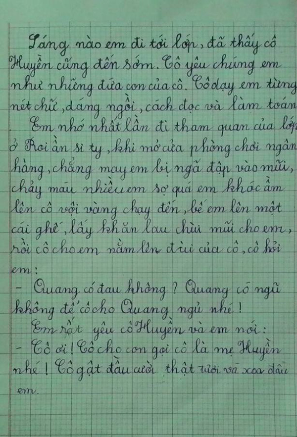 Bài văn kể lại kỉ niệm đáng nhớ của cậu học trò lớp 2.