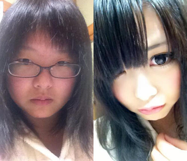 Mii Zouazarashi trước và sau khi trang điểm
