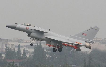 A PLA J-10 fighter takes off. (Internet photo)