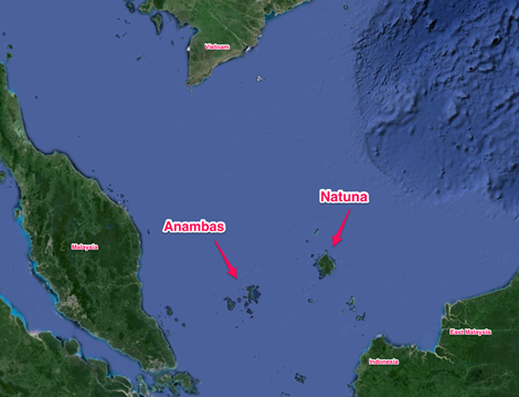 
Vị trí quần đảo Natuna ở biển Đông (Nguồn: ThedevelopmentAdvisor
