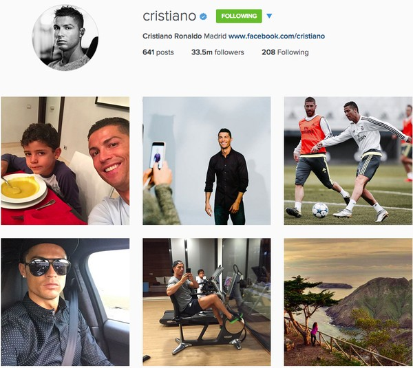 Ronaldo là ngôi sao sân cỏ có lượng người theo dõi trên Instagram lớn nhất 