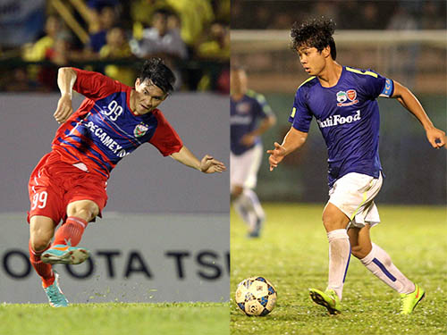 Công Vinh (trái) và Công Phượng sẽ là 2 tiền đạo được chờ đợi nhất ở V-League 2015 Ảnh: Minh Trần - Quang Liêm