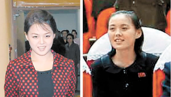 Cô Ri Sol Ju, vợ của nhà lãnh đạo Triều Tiên Kim Jong-un (trái) và Kim Yo Jong, em gái của ông Kim.