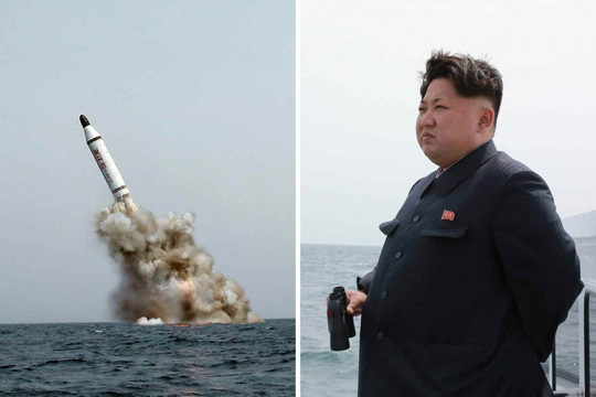 Nhà lãnh đạo Triều Tiên Kim Jong-un thị sát vụ bắn thử tên lửa hồi tháng 5. Ảnh: KCNA