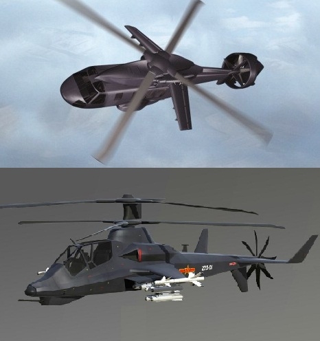 
Hình ảnh so sánh cho thấy việc thiết kế cánh quạt sau của trực thăng thế mới của Trung Quốc không khác mấy so với trực thăng tốc độ cao Piasecki X-49 của Mỹ, với cánh quạt kiểu này thì để cất cánh thẳng đứng trực thăng phải có thêm cánh phụ và thiết kế này cũng được mô phỏng trên trực thăng của Trung Quốc.
