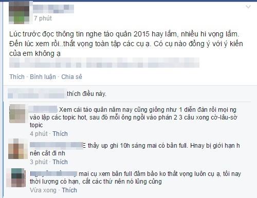 Mặc dù vậy cũng nhiều ý kiến cho rằng Táo Quân bị nhạt vì nguyên nhân bị cắt gọt.