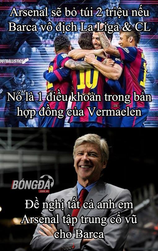 Arsenal sẽ ủng hộ Barca hết mình