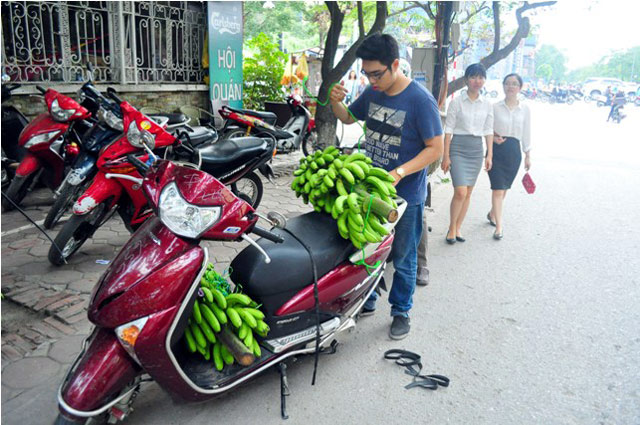 
Những người mua số lượng ít thì chở bằng xe máy.
