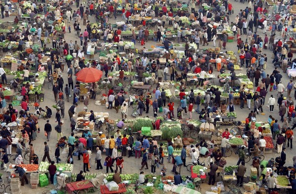 
Ảnh chụp một góc khu chợ sớm ở thủ đô Bắc Kinh.
