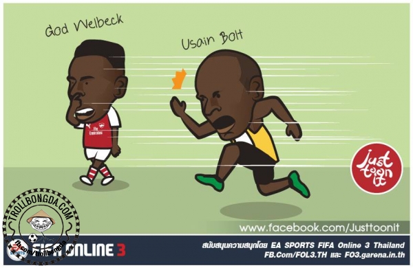 Welbeck đi bộ vẫn thắng Usain Bolt chạy